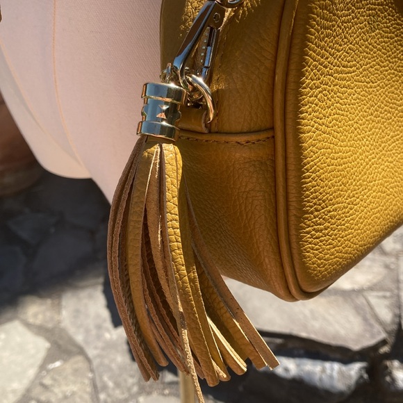 Mustard Genuine Italian Leather Crossbody Camera Bag - Picture 4 of 6